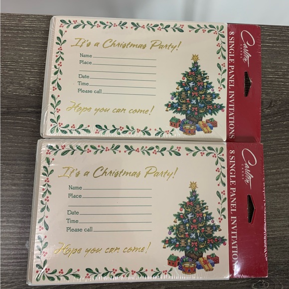 Christmas Party Cards 8pk Carlton Holiday Single Pannel Invitations Lot Of 2 USA - Picture 3 of 4